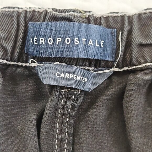 Aeropostale Carpenter Wide Leg Baggy Pants Women's Small Black Elastic Waist EUC - Picture 11 of 14